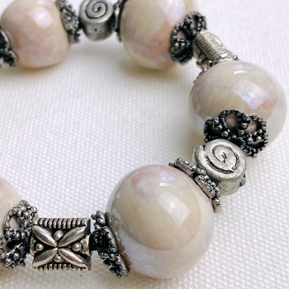 Vintage Statement Necklace - big glazed irregular beads with matching Bracelet - Picture 10 of 14